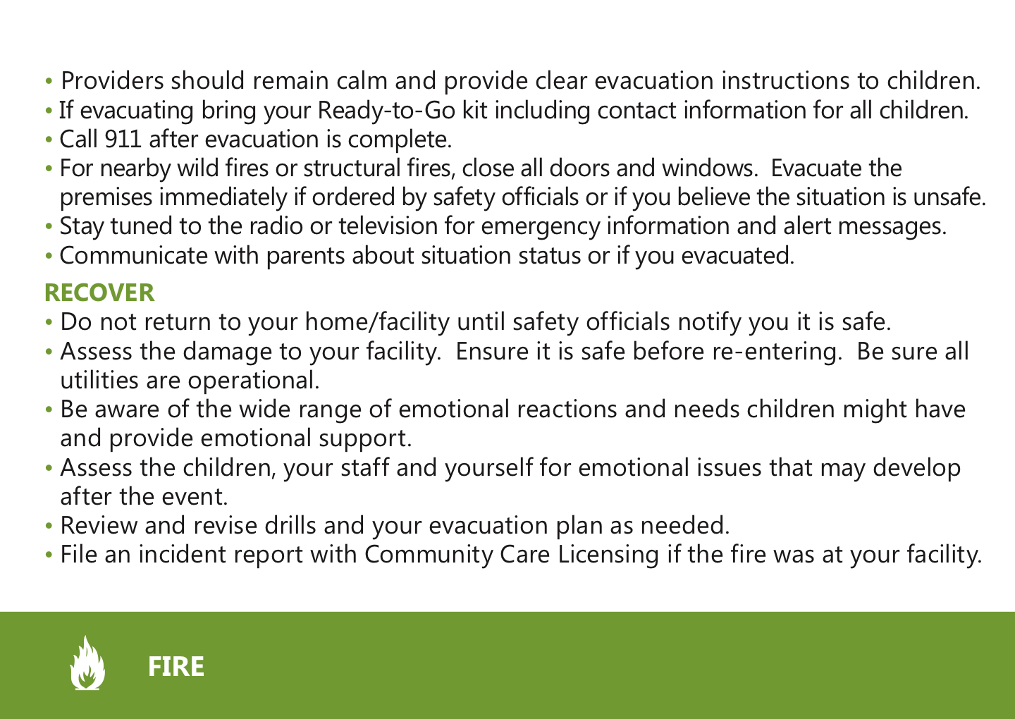 Emergency Preparedness - Quick Guide for Child Care (English)