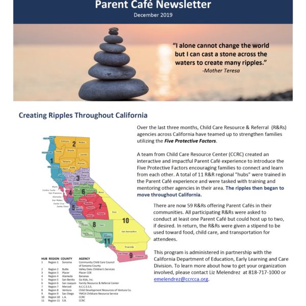 Parent Café Newsletter December 2019 Cover