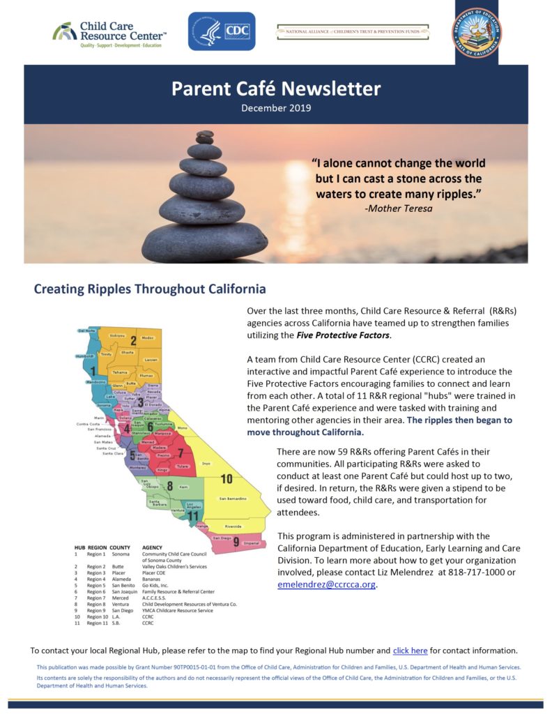 Parent Café Newsletter December 2019 Cover