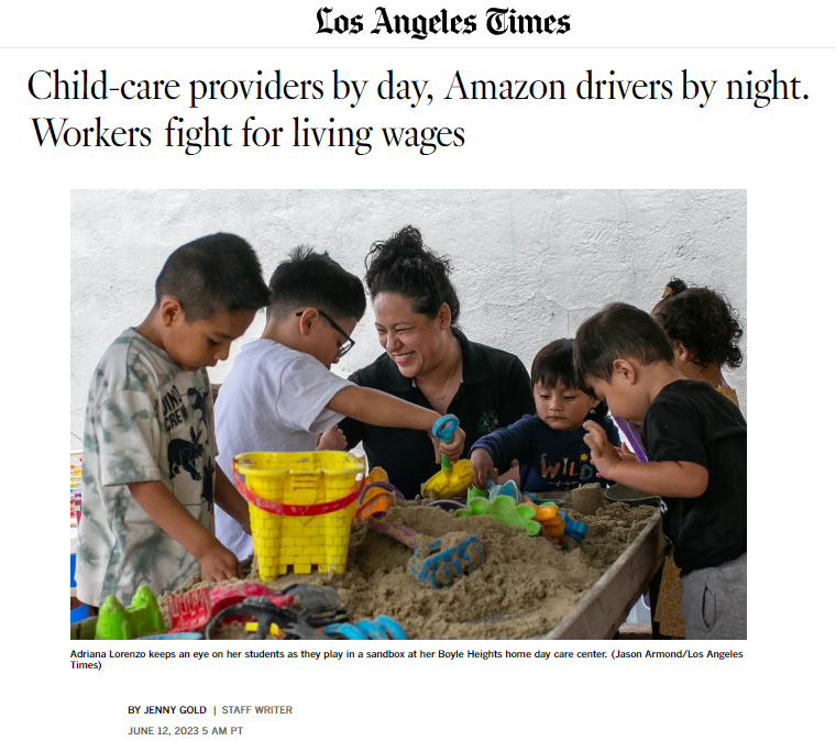 Image of Los Angeles Times showing child care environment with sandbox