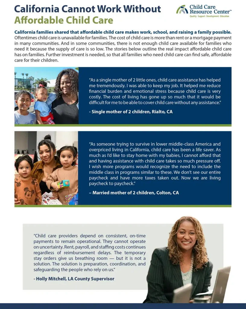 Cover for the California Cannot Work Without Affordable Child Care PDF