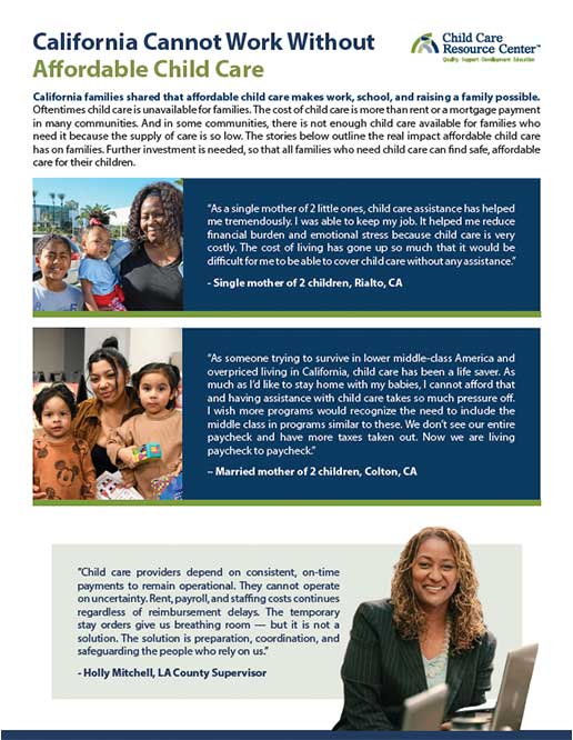 California Cannot Work Without Affordable Child Care